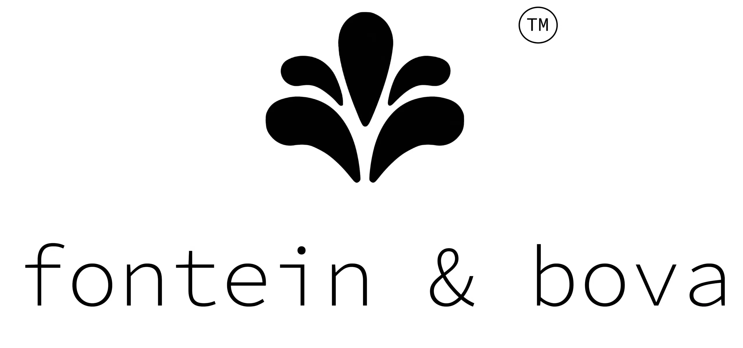 Fontein & Bova trademark logo featuring a black floral fountain emblem above the brand name, rooted in Belgian craftsmanship